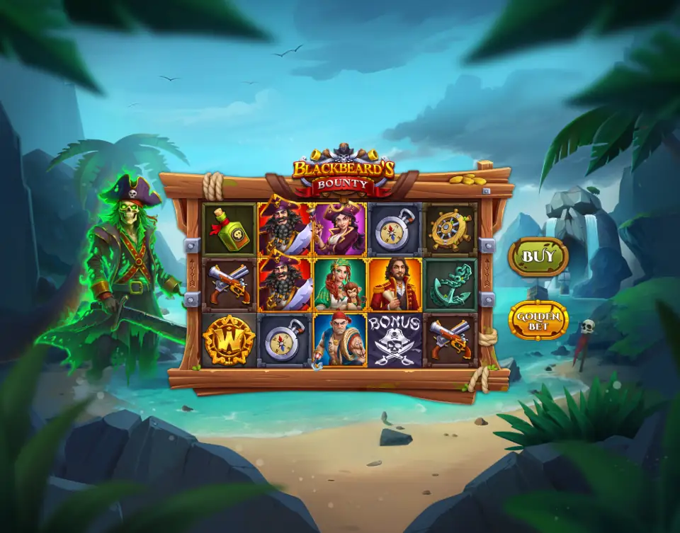 game screen, game gameplay Blackbeard's Bounty Slot
